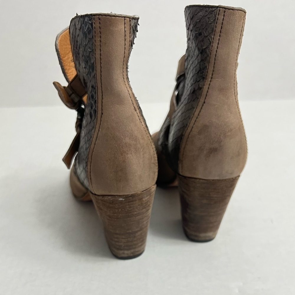 Trask Split Shaft Snakeskin Accent Ankle Boot with Buckle Details - Picture 5 of 10